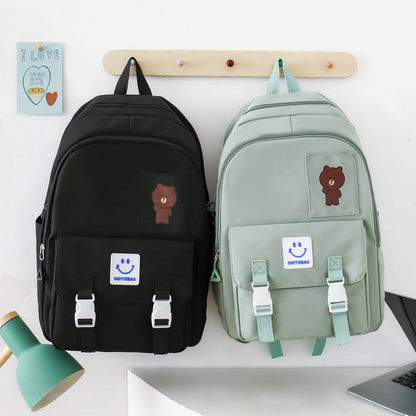 Student 4-piece cute embroidery bear backpack