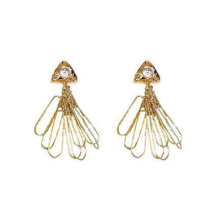 Metal triangular fringed earrings