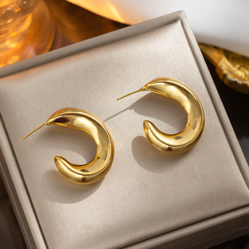 Simple Chic Gold C-Shaped Earrings Wholesale High-Quality Fashion Accessories