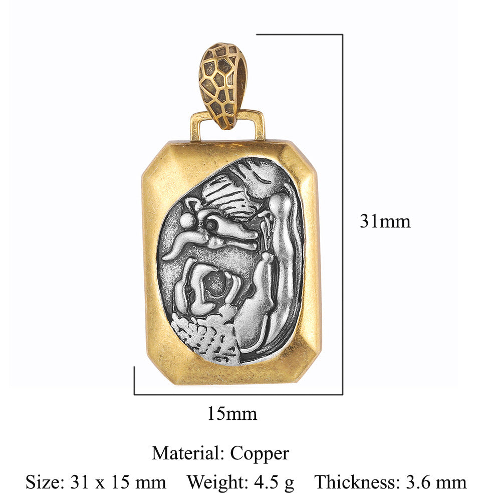 Copper zircon pendant ancient silver coin DIY accessories