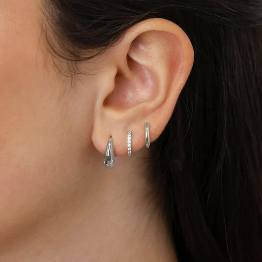 3-piece set of diamond-studded copper teardrop earrings