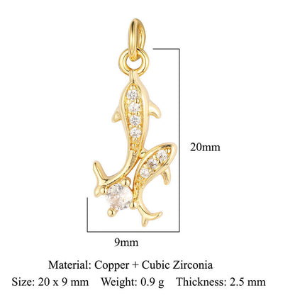 Copper zircon pendant butterfly dragonfly dolphin