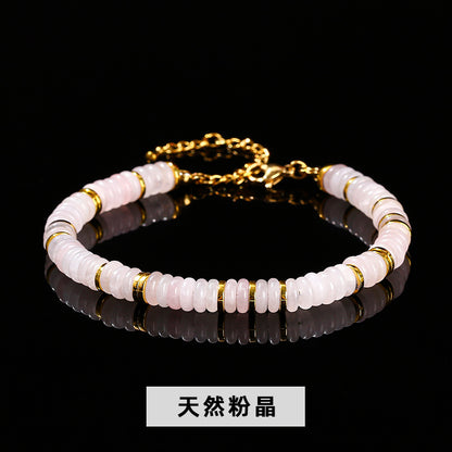 Natural Powder Crystal Tablet Bead Bracelet