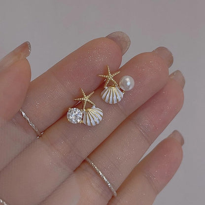 Starfish shell dream pink stud earrings