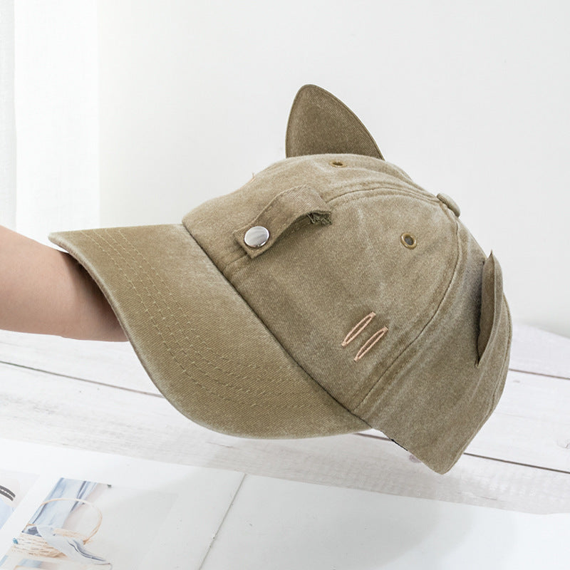 Gorra de béisbol con gafas de sol estilo piloto con orejas de gato 