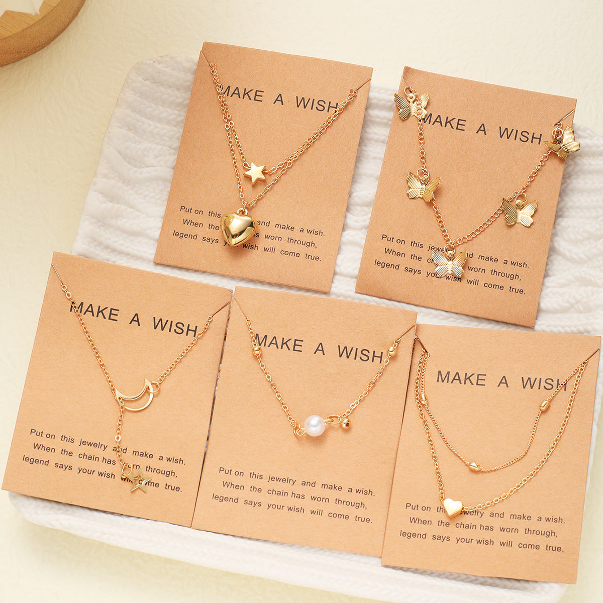 Gold Moon Star Butterfly Necklace 6-Piece Set