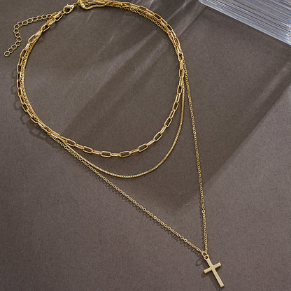 Cross Pendant Layered Necklace