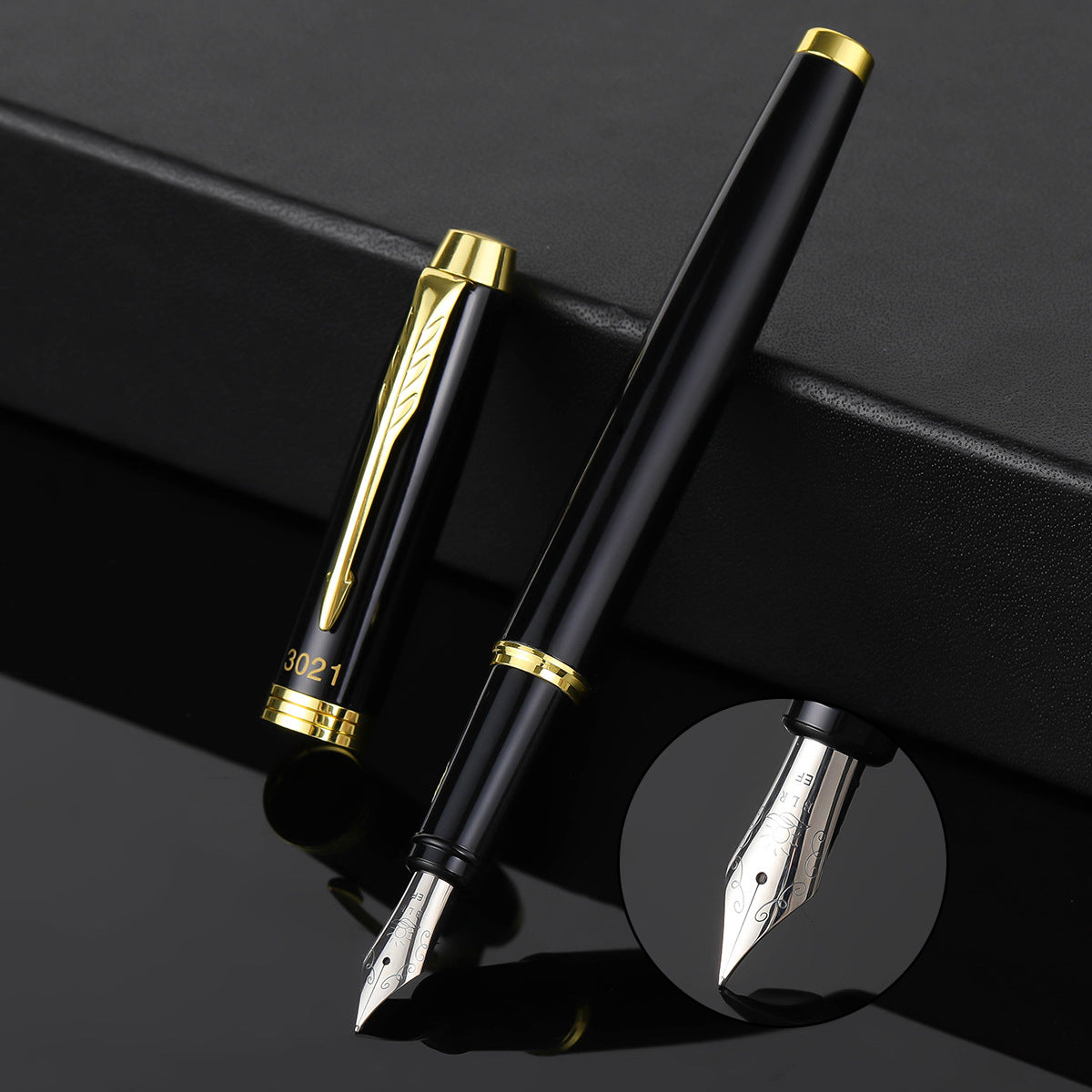 Metal fountain pen with ink cartridge