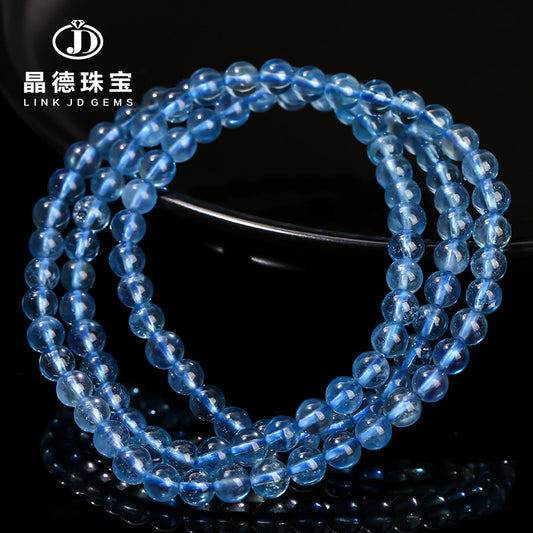 8A Natural Aquamarine Multi-Circle Bracelet