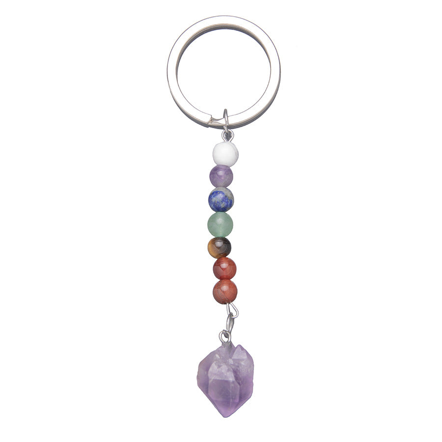 Colorful stone crystal stainless steel keychain bag hanging