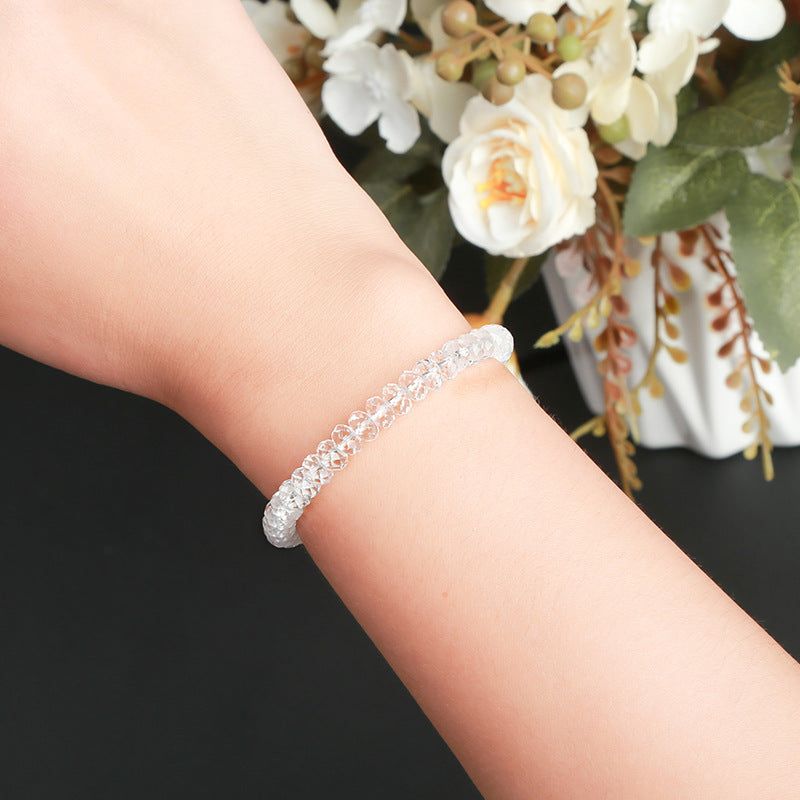 Natural Cut White Crystal Straight Cut Tablet Bracelet