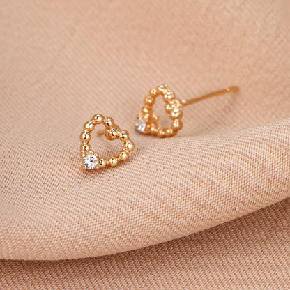 Temperament women's diamond heart earrings