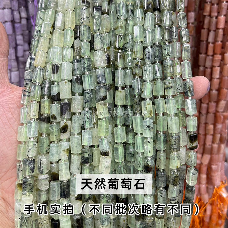 Natural stone crystal cut round tube beads loose beads