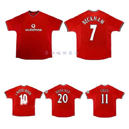 01-02 Man Utd Red Devils 7 Beckham Giggs Van Nistelrooy Classic Home Jersey