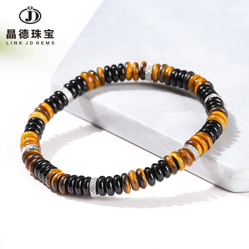 Natural yellow tiger's eye stone black agate abacus beads