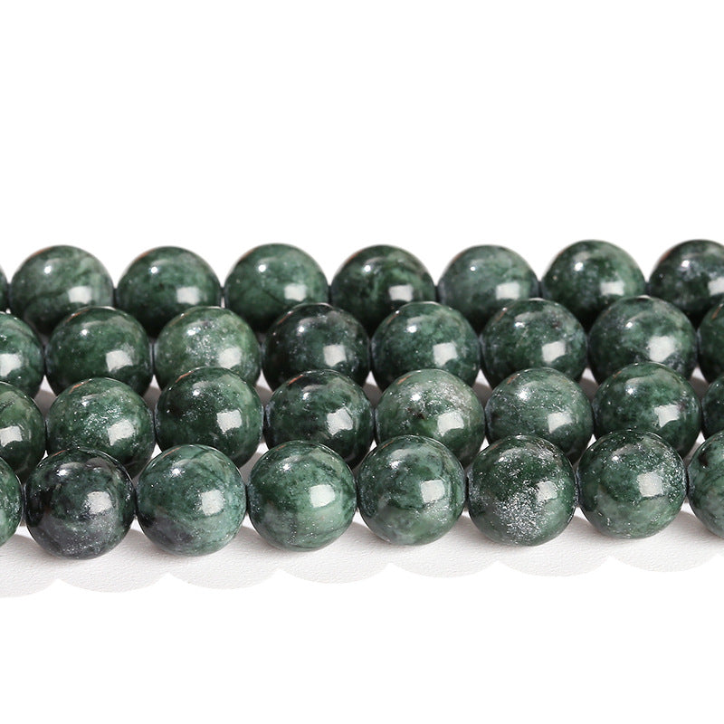 Perlas sueltas redondas de jade verde oscuro de piedra natural 