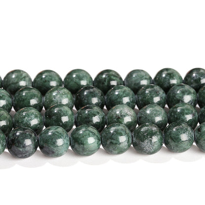 Perlas sueltas redondas de jade verde oscuro de piedra natural 