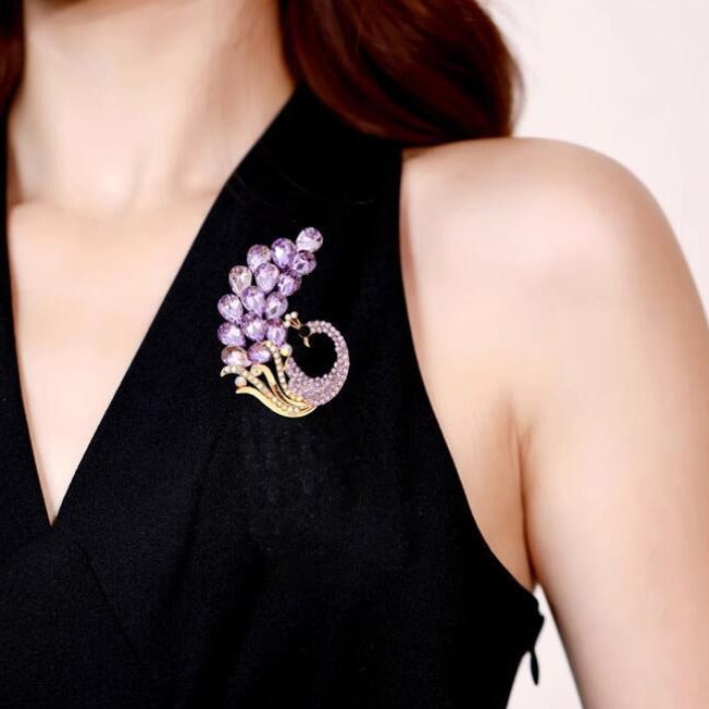 Purple Peacock Brooch