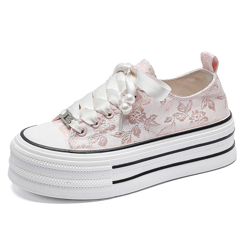 Thick-soled canvas shoes ins white shoes