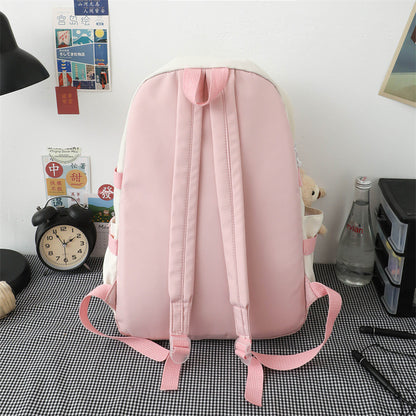 Casual tooling style double shoulder schoolbag