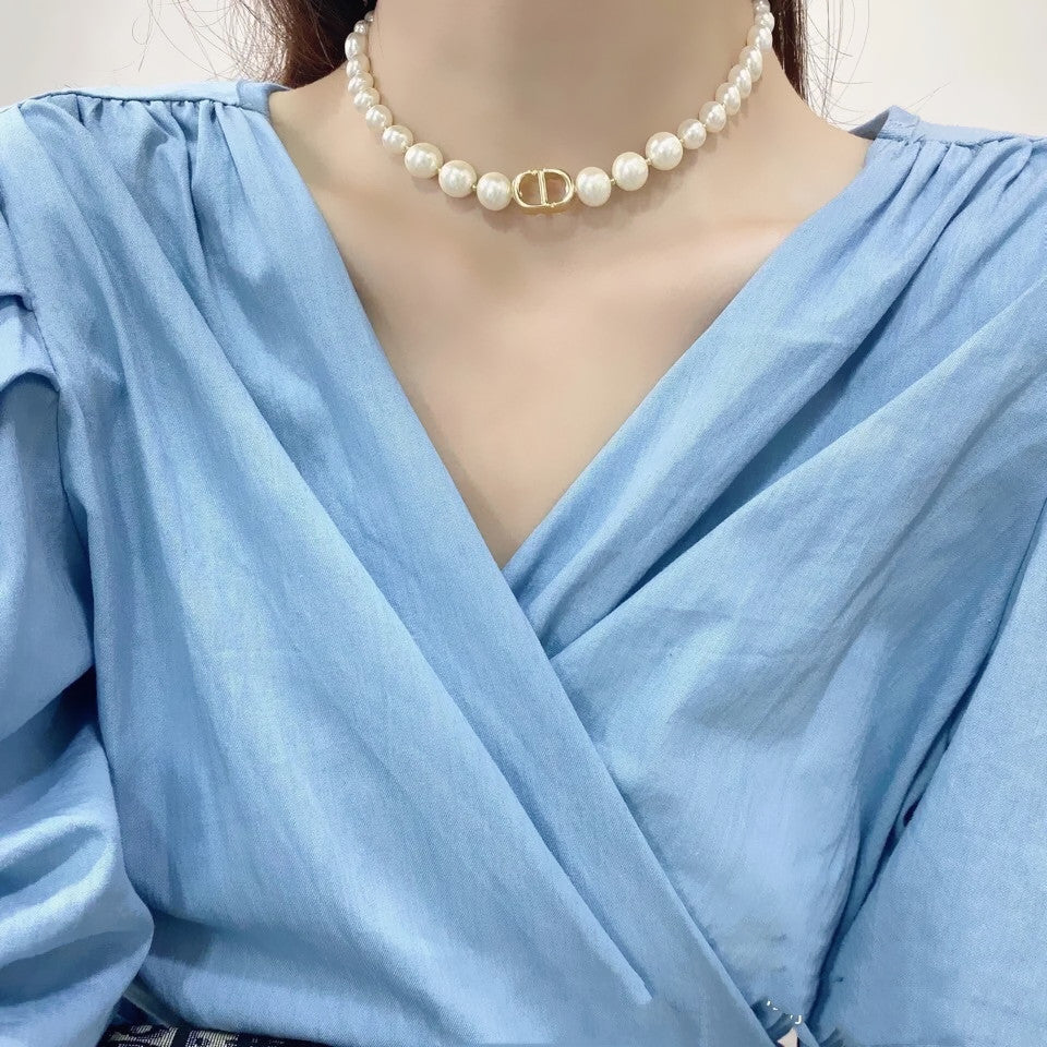 Pearl necklace female summer choker collarbone chain