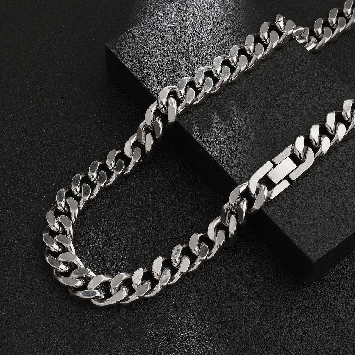 fashion Titanium Steel Hip Hop Cuban Chain Necklace Men 11mm