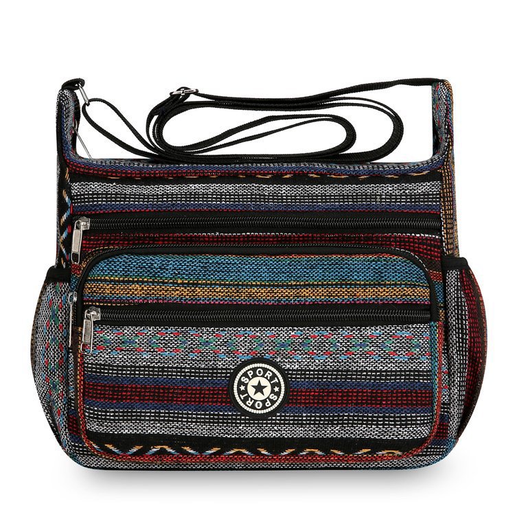 Ethnic striped canvas bag