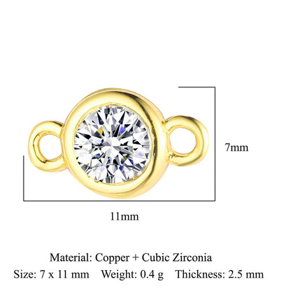 Cactus round zircon double hole copper accessories