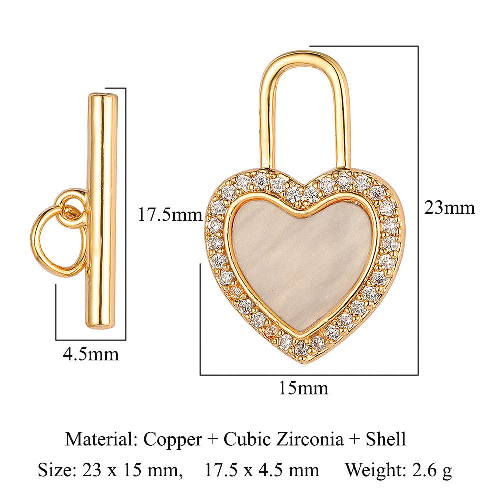 Mother shell love lock copper connecting buckle ending buckle