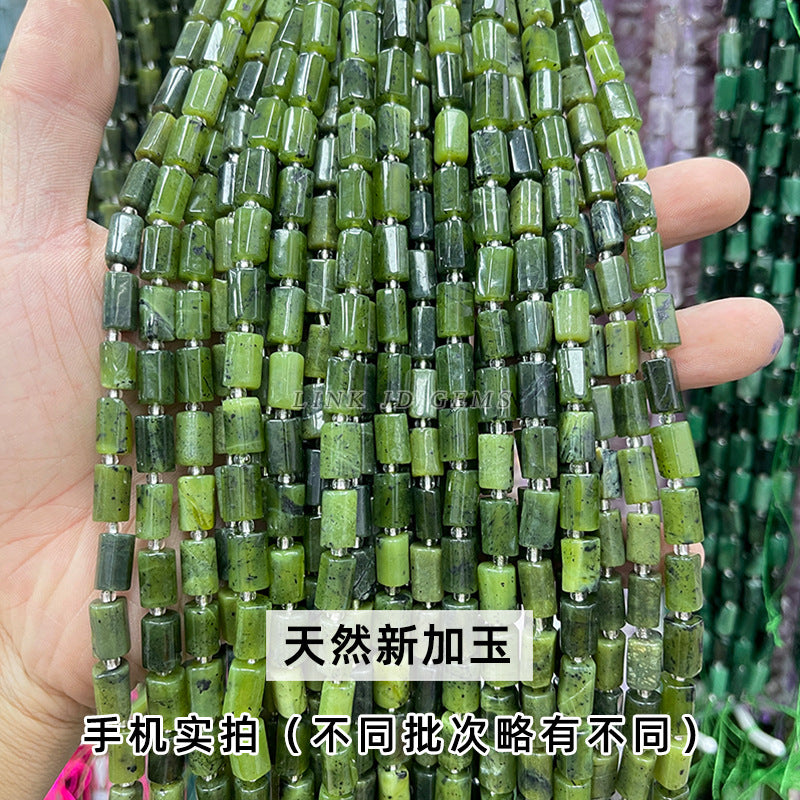 Natural stone crystal cut round tube beads loose beads