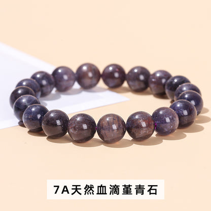 Natural blood drop cordierite bracelet blue-purple jade.