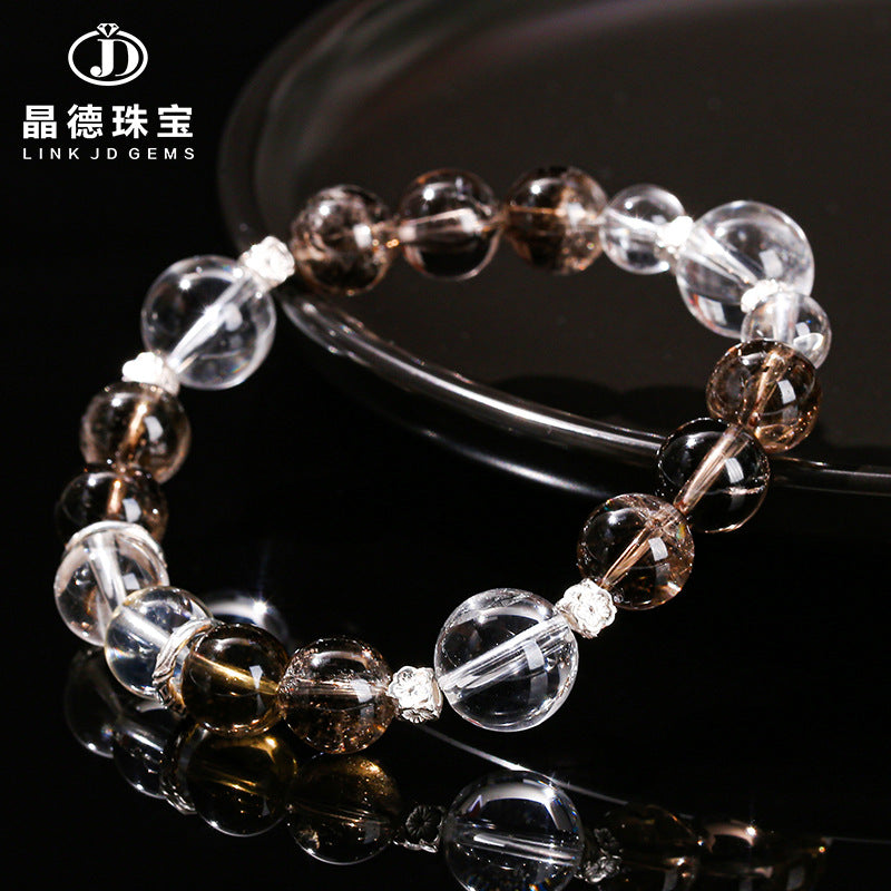 7A Natural Tea Crystal White Crystal Bracelet S925 Silver