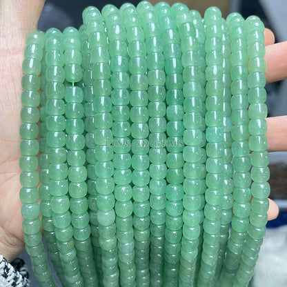 Perlas sueltas de jade Dongling verde natural de 8/10 mm con forma antigua 