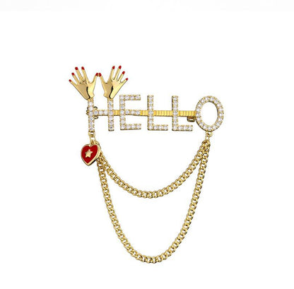 Hello fringed brooch