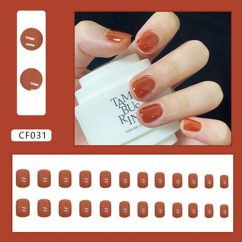 Cream Orange Medium-Length Square Fake Nails