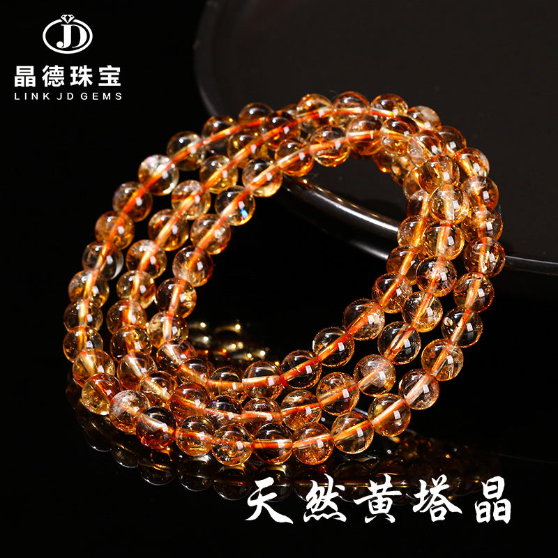 7A Natural Yellow Tower Crystal Multi-Circle Bracelet