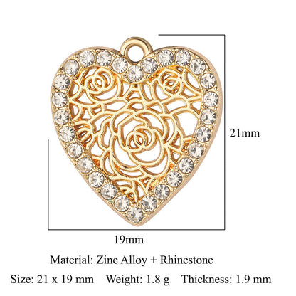 5 pcs/bag flower love rose alloy pendant