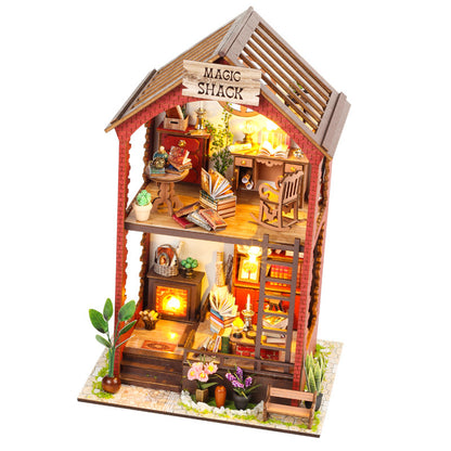 DIY Wooden Villa Book Nook Model Toy