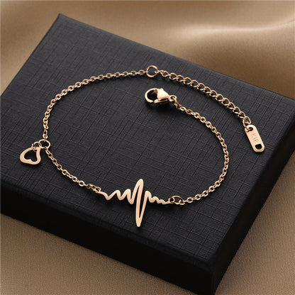 Pulseira de aço titânio EKG, joias de praia 