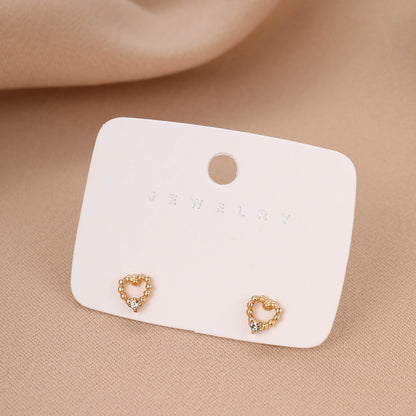 Temperament women's diamond heart earrings