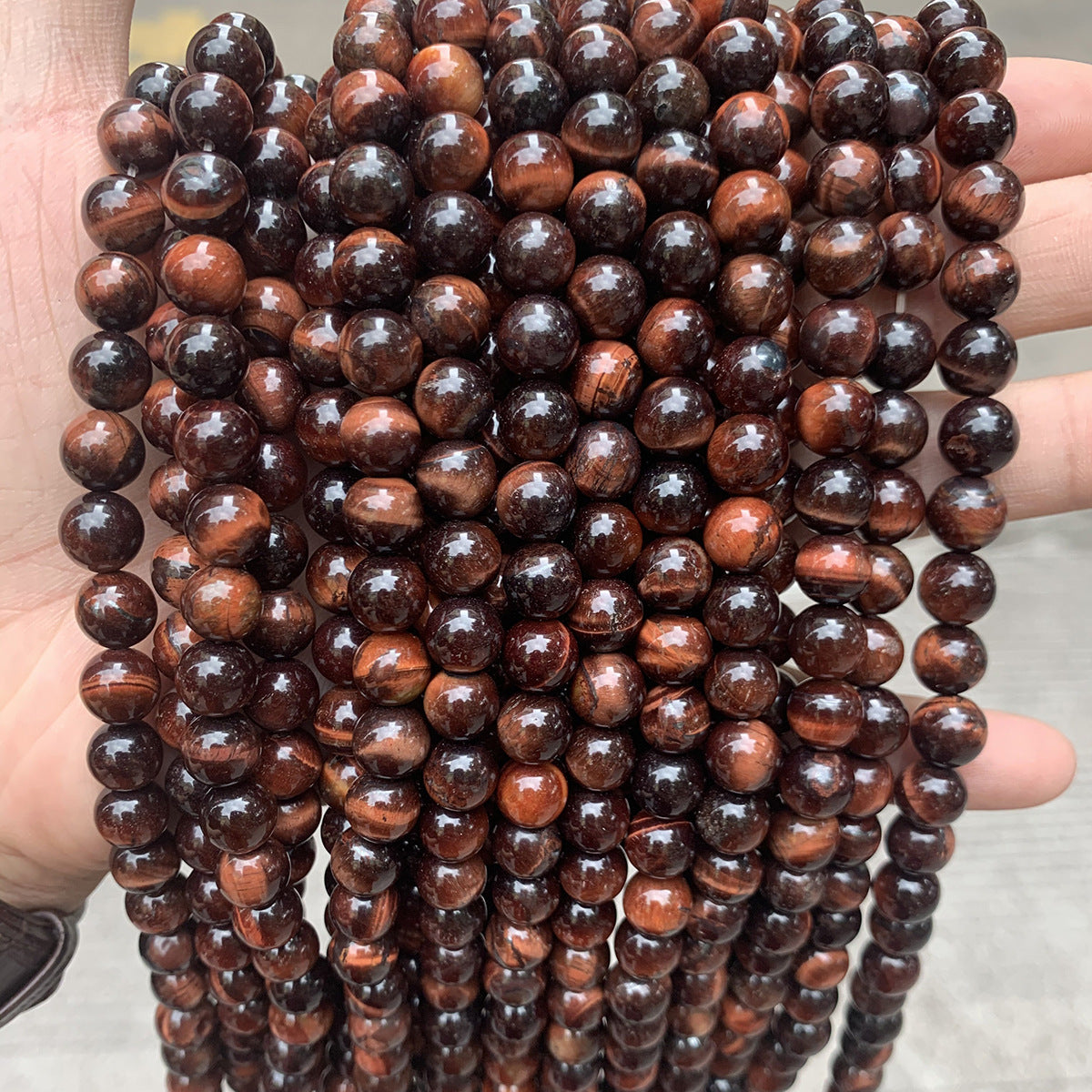 Red tiger's eye stone round beads