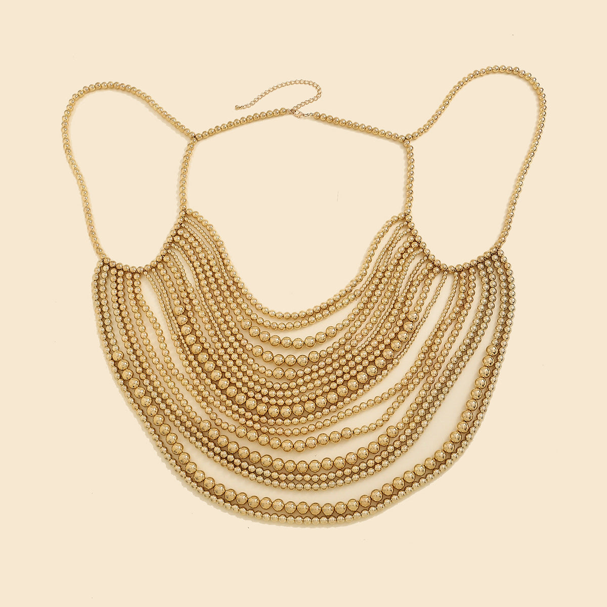 Woven pearl stacked body chain