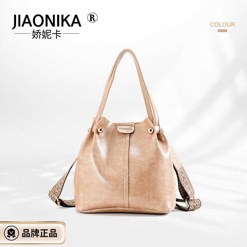 Bucket bag pleated shoulder bag