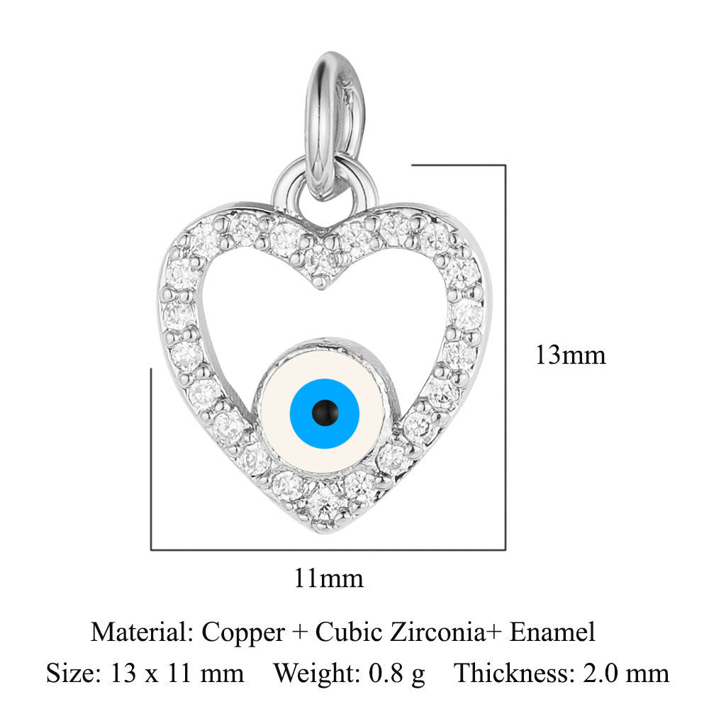 Pearl Peach Heart Devil's Eye Copper Zircon Pendant