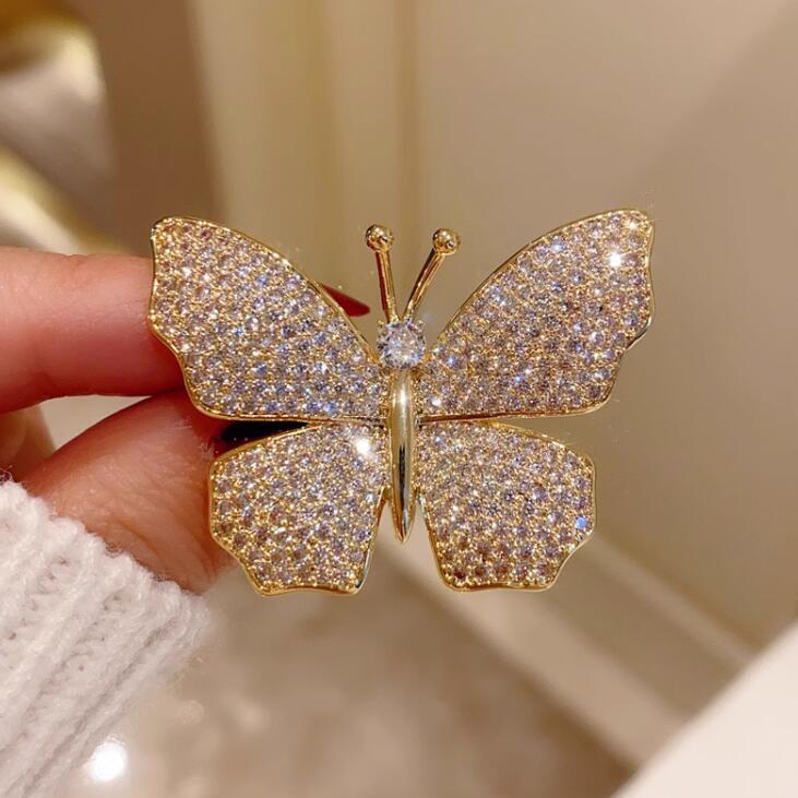 Delicate Butterfly Brooch Full of Diamonds