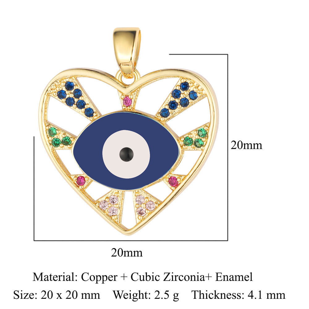 Eyes Crescent Sun Copper Zircon Pendant