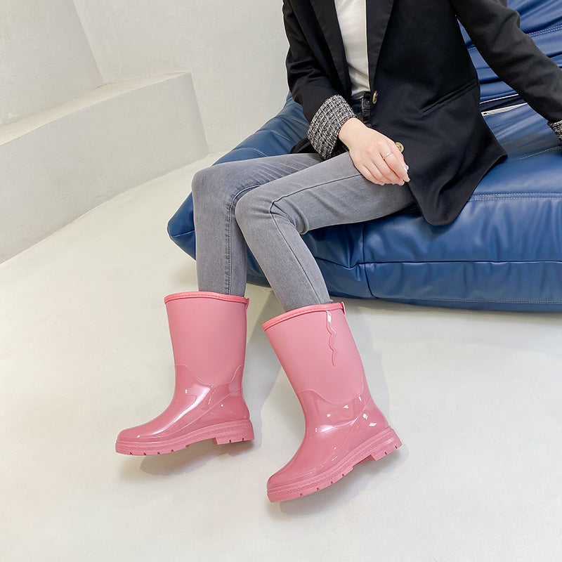 Waterproof rain boots solid color