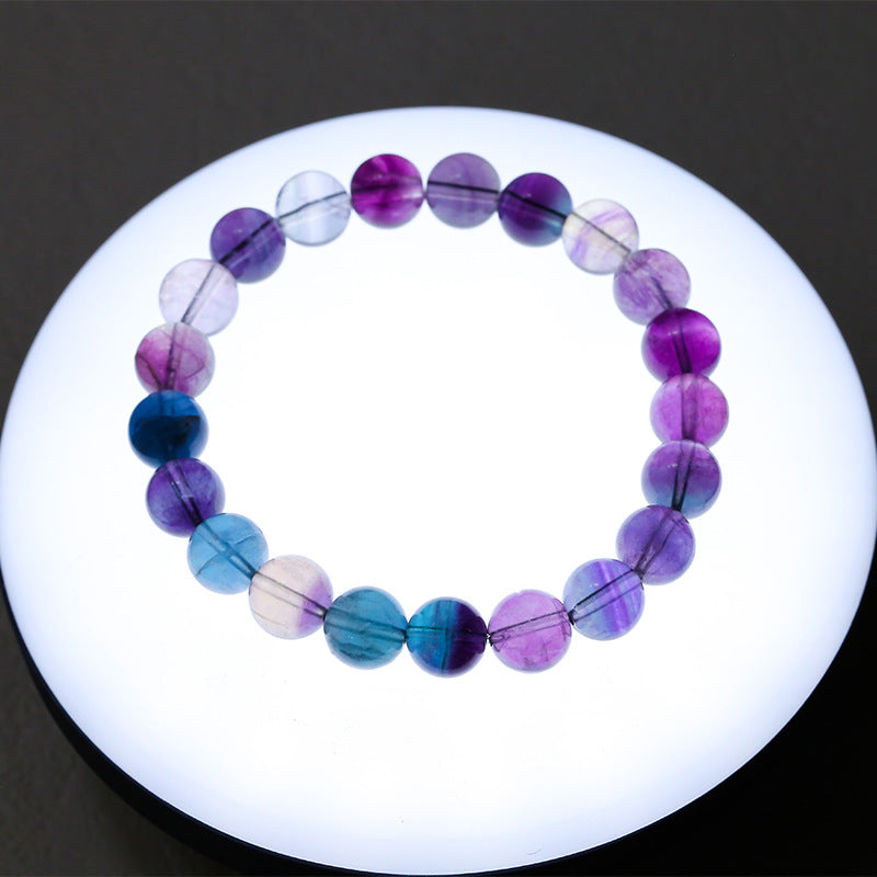 Natural light color ice transparent rainbow fluorite bracelet