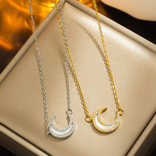 Superb Zircon Moon Necklace: 2024 New Chic Design