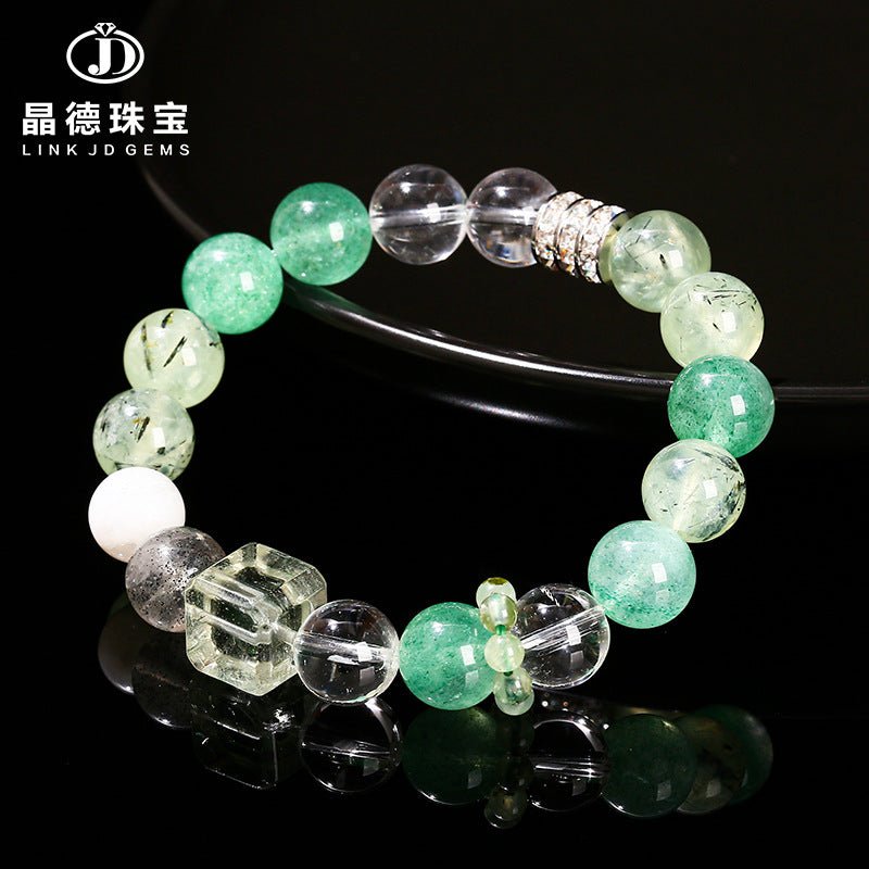 Natural grape stone green strawberry crystal mixed bracelet